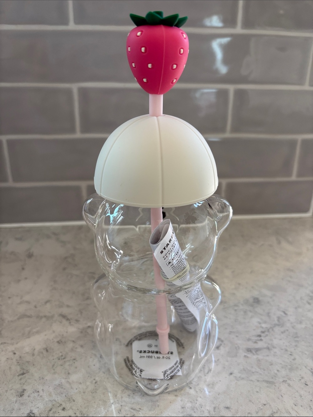 2026 New Starbucks Bearista Bear Cup pink Drink Strawberry Topper Baseball cap - Picture 4 of 9